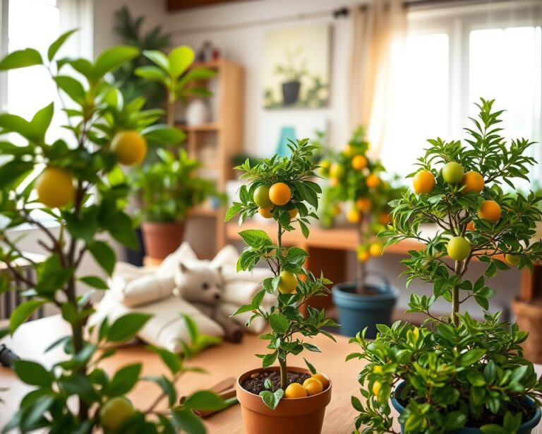 Growing dwarf fruit trees inside