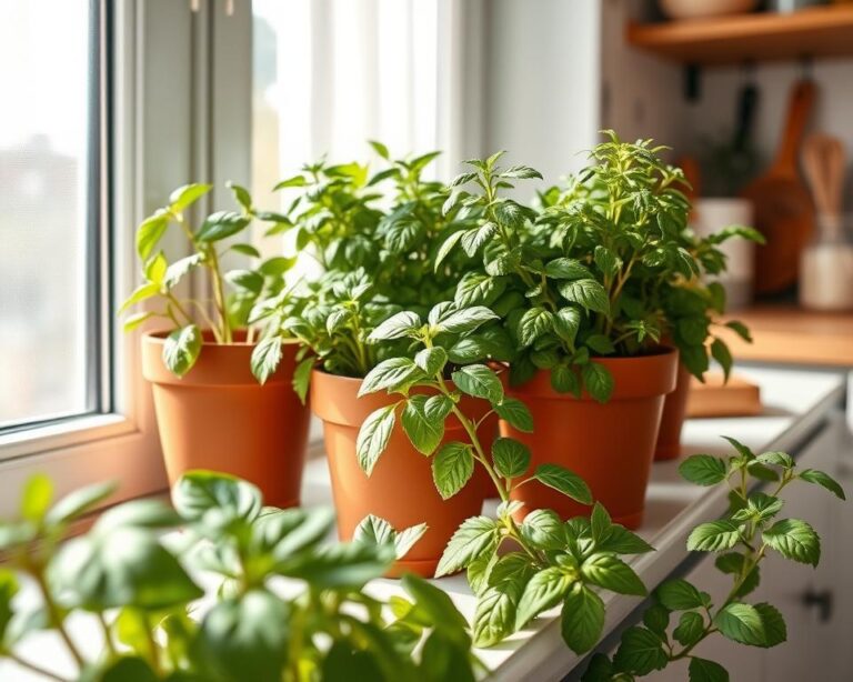 Kitchen windowsill herb garden